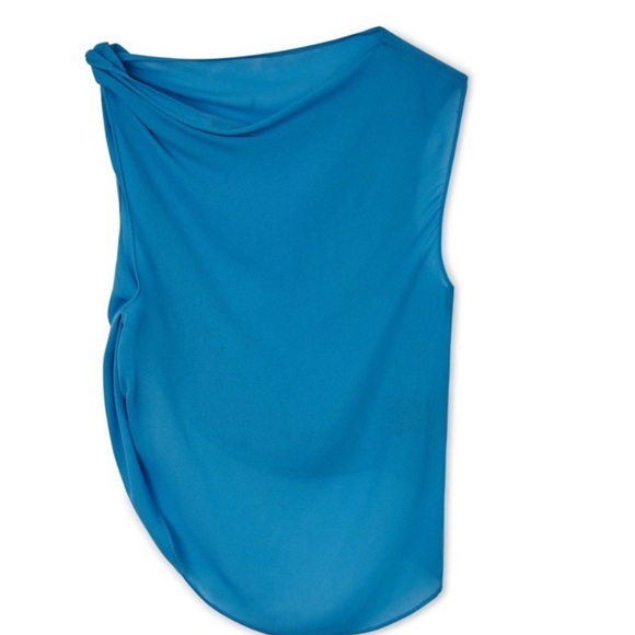 Supriya Lele Twist Blue Asymmetrical Tank Top Medium M - Picture 8 of 8